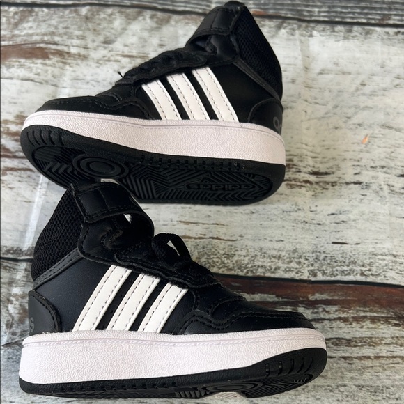 Adidas Hoops Mid 3.0 AC I Toddler Sneakers - Black/White - Size 4K - Picture 7 of 11